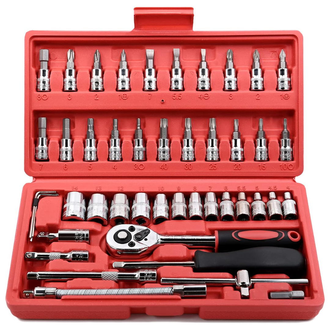 46-Pieces Egofine 1/4 Inch Drive Socket Ratchet Wrench Set