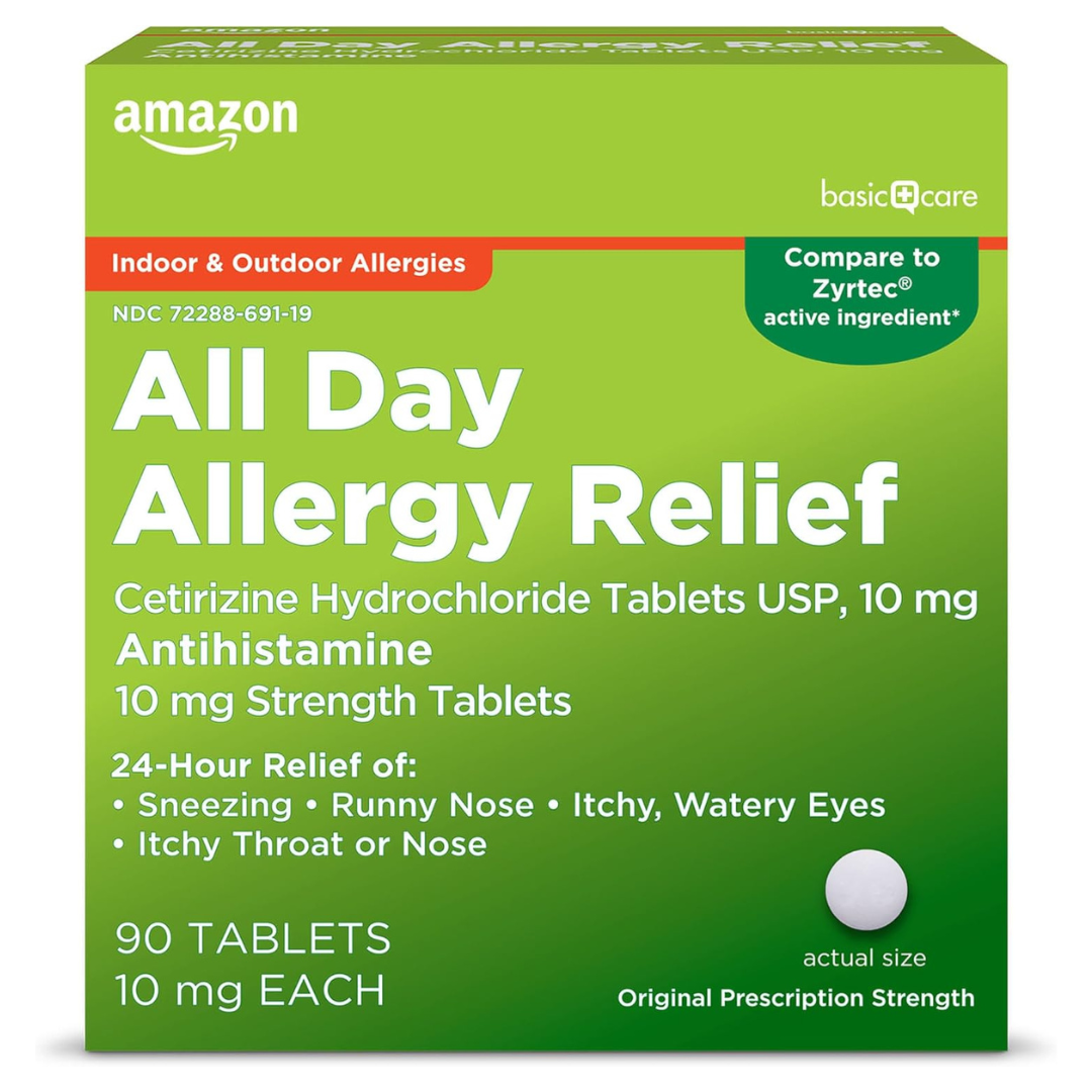 90-Count Amazon Basic Care All Day Allergy Relief Tablets