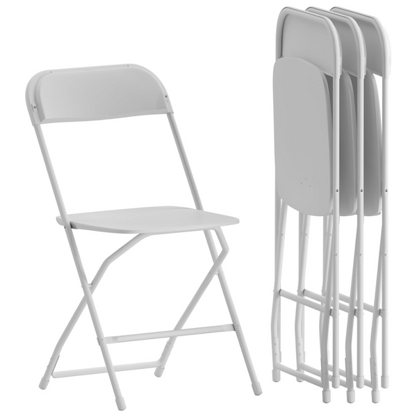 Flash Furniture White Dining Chairs | Plastic | 4 Pack | 650LB