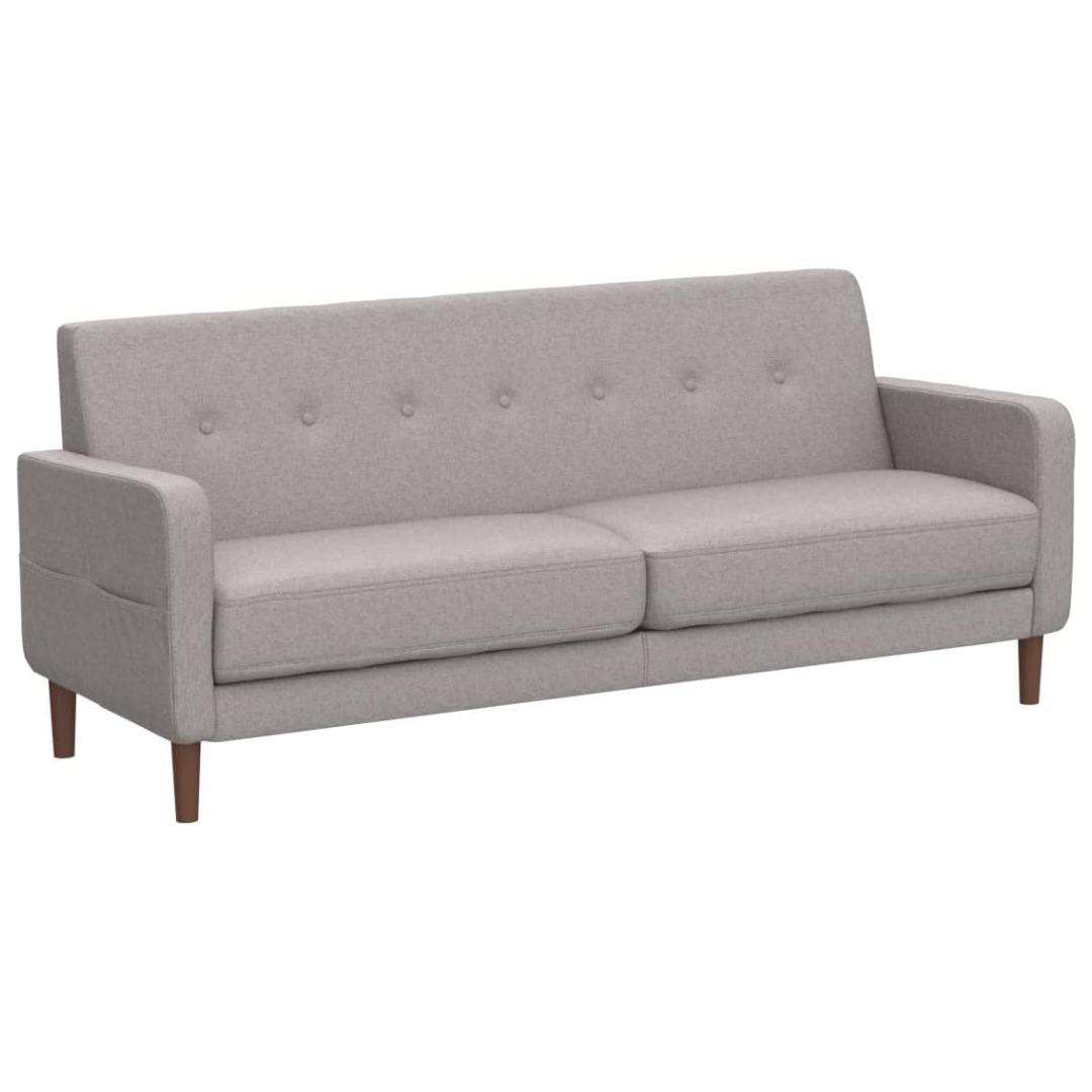 Mellow Adair Mid-Century Modern Loveseat With Armrest Pockets