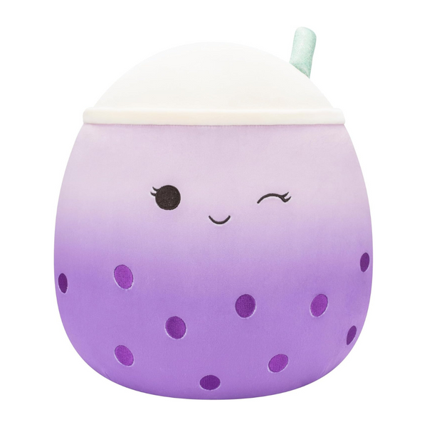 Squishmallows Original 12" Poplina Purple Boba Tea With Blue Straw