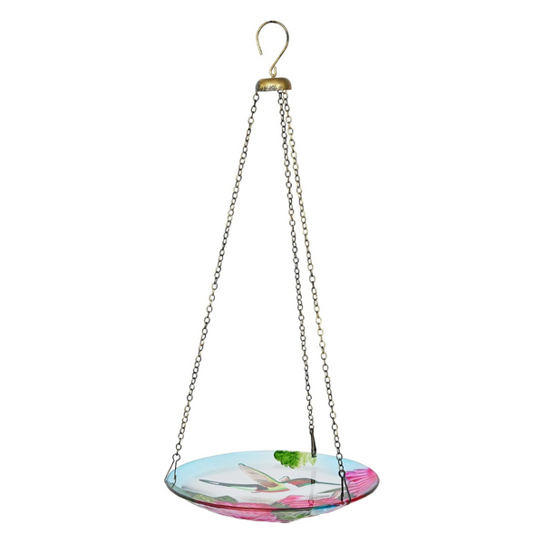 Alpine KBD150 10" Hanging Glass Red Bird Feeder