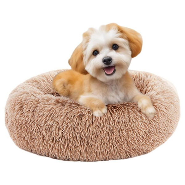 Sweetcrispy 24"Anti-Anxiety Anti-Slip Round Fluffy Plush Faux Fur Pet Bed