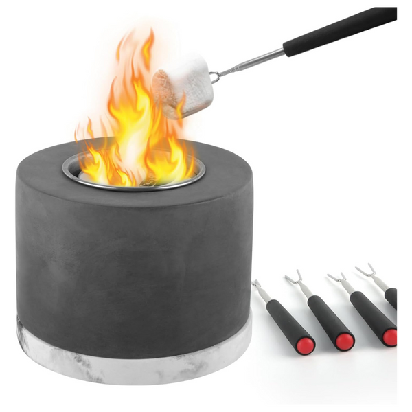 ABXMAS Portable Mini Concrete Tabletop Fire Pit S'Mores Maker Kit