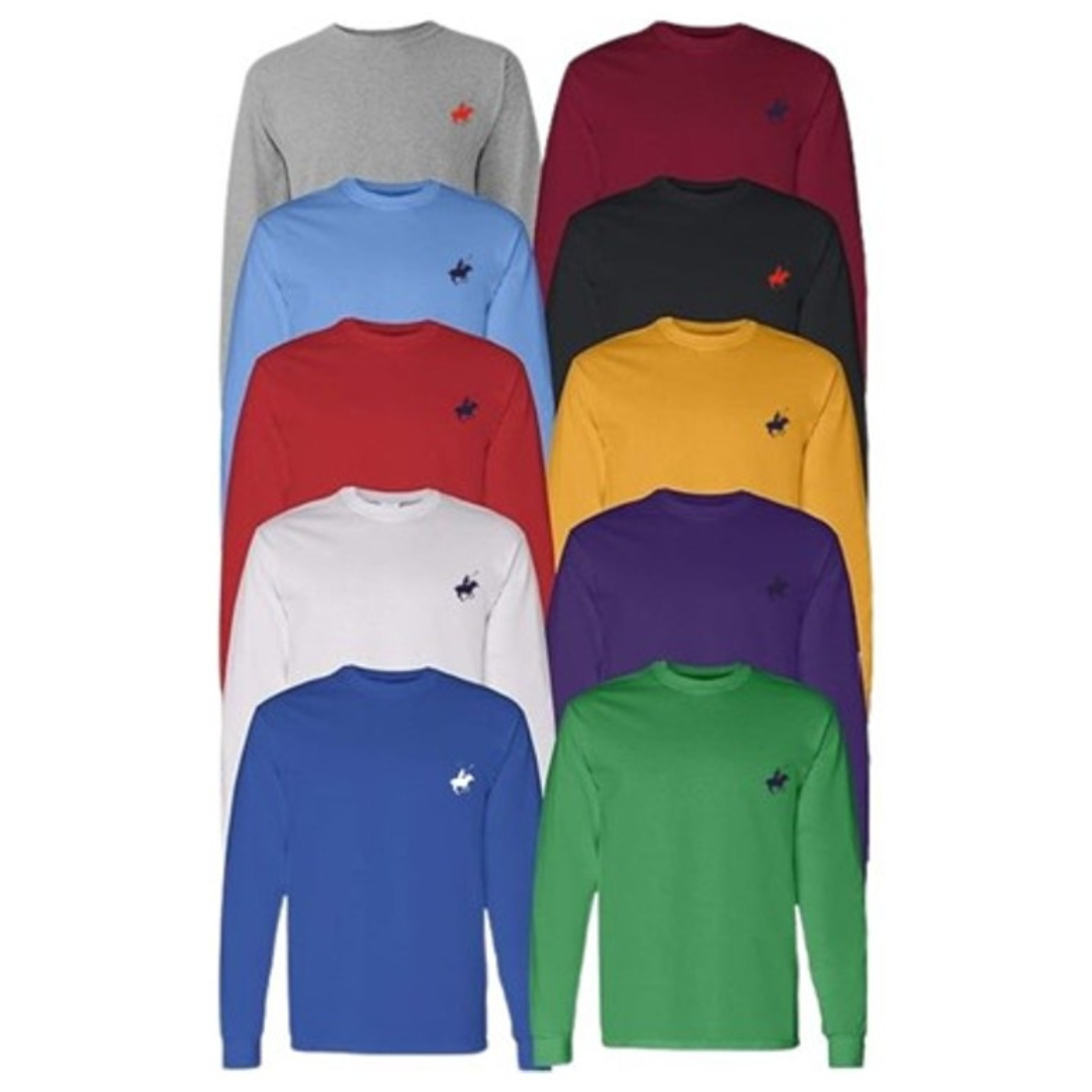 4-Pack Pacific Polo Club Men's Cotton Long Sleeve T-Shirts