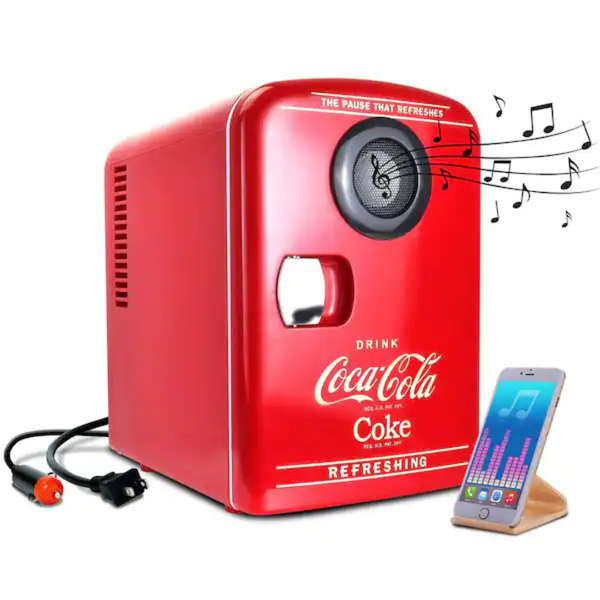 Coca-Cola 4L 6-Can Cooler & Warmer with Bluetooth Speaker