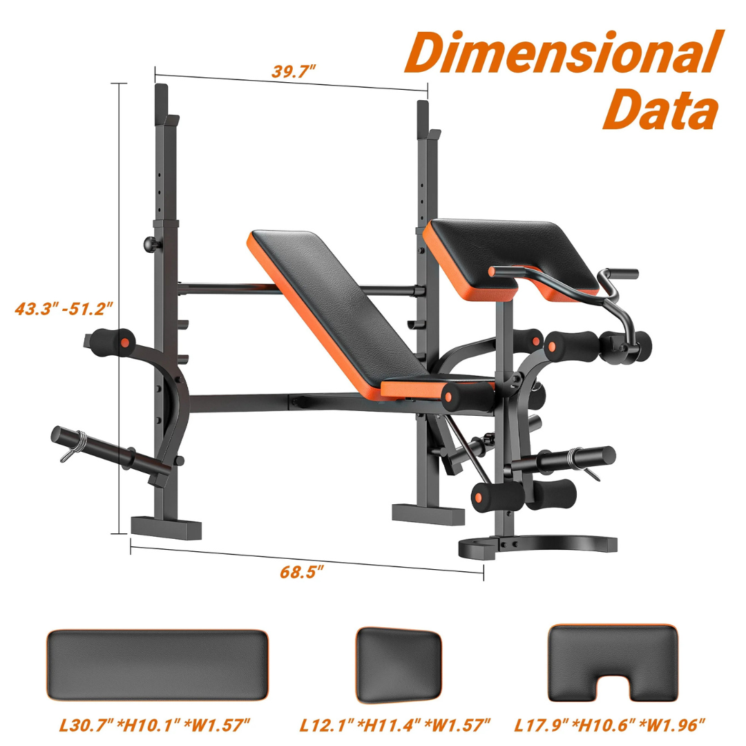 Gikpal 660lb 6-in-1 Adjustable Weight Bench w/Workout Bench Set