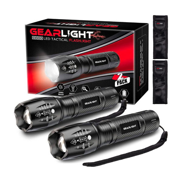 2-Pack GearLight High Lumens and 5 Modes LED Bright Flashlight