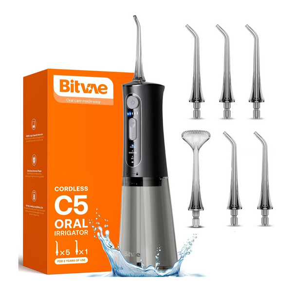 Bitvae C5 Cordless Rechargeable Portable Water Dental Flosser W/ 5 Tips