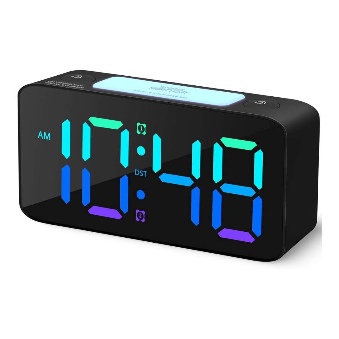 Cadmos Super Loud Digital Alarm Clock W/ 7 Color Night Light (Various)