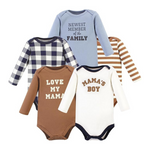 5-Pack Hudson Baby Unisex Baby Cotton Long-Sleeve Bodysuits