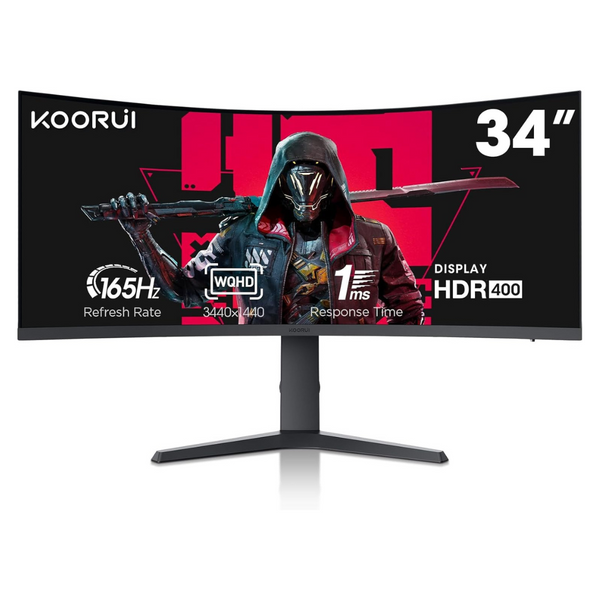 Koorui 34E6UC 34" Ultrawide Curved 1440p 165Hz G-Sync Gaming Monitor