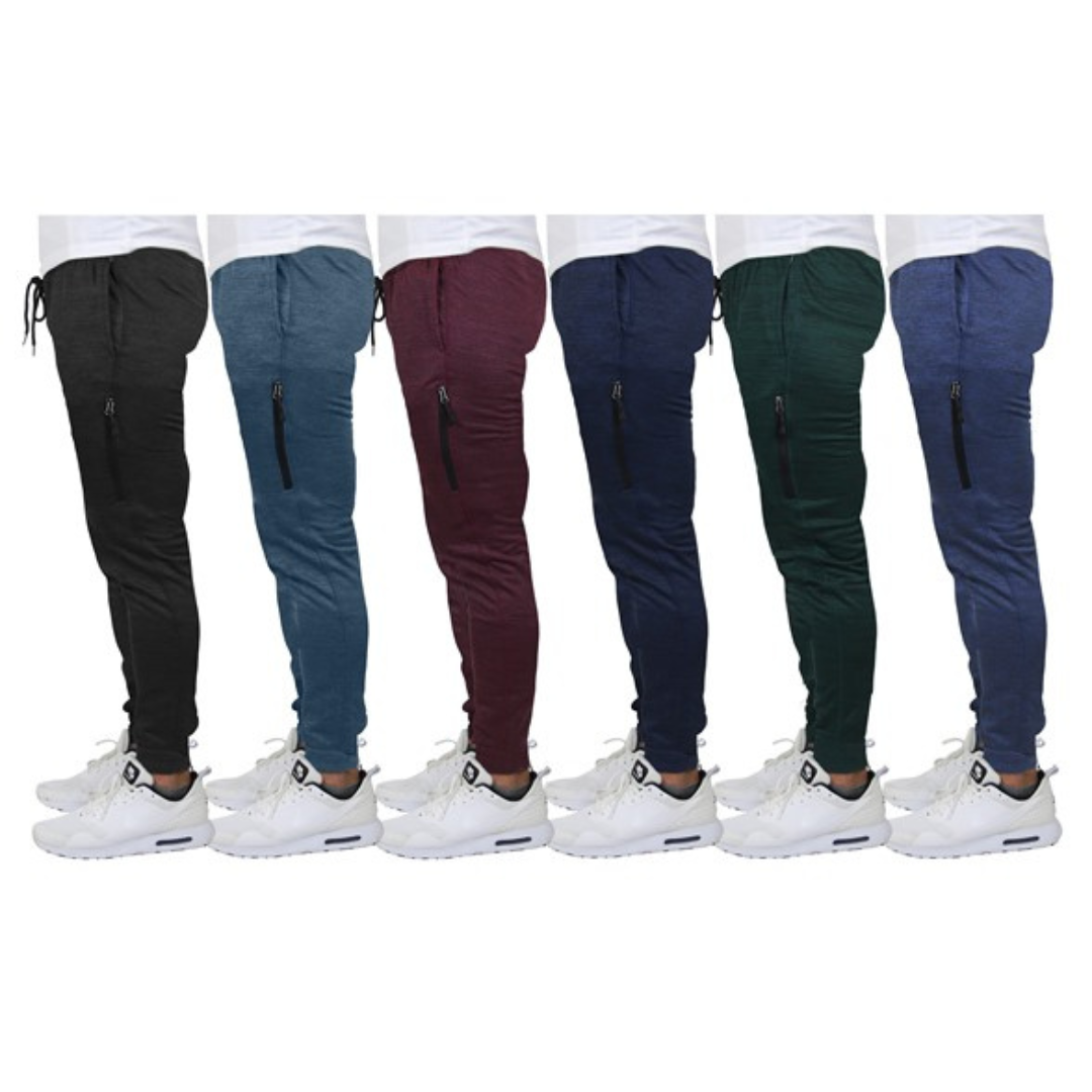 3-Pack GBH Men's Assorted Slim Fitting Fleece-Lined Tech Joggers