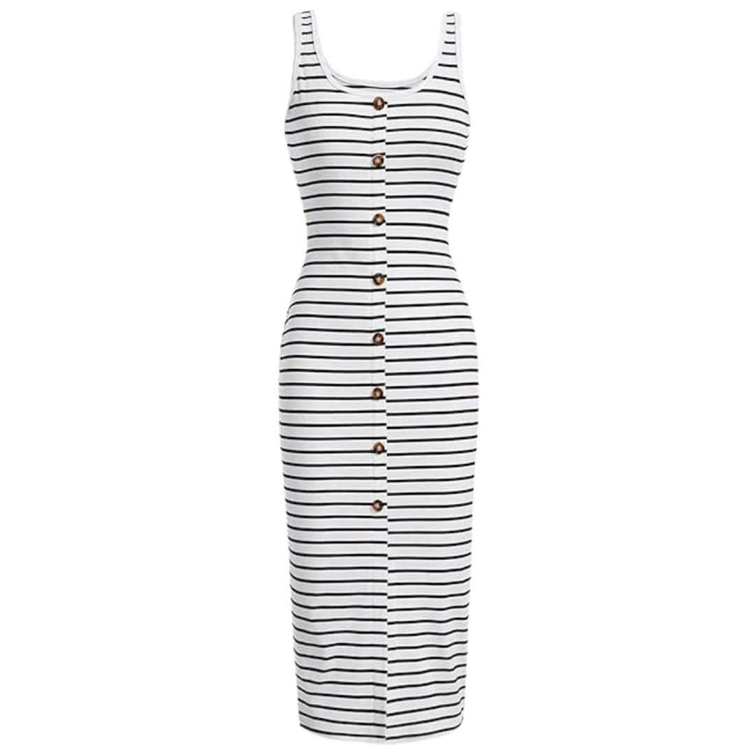 Women's Striped Sleeveless Bodycon Tank Dresses