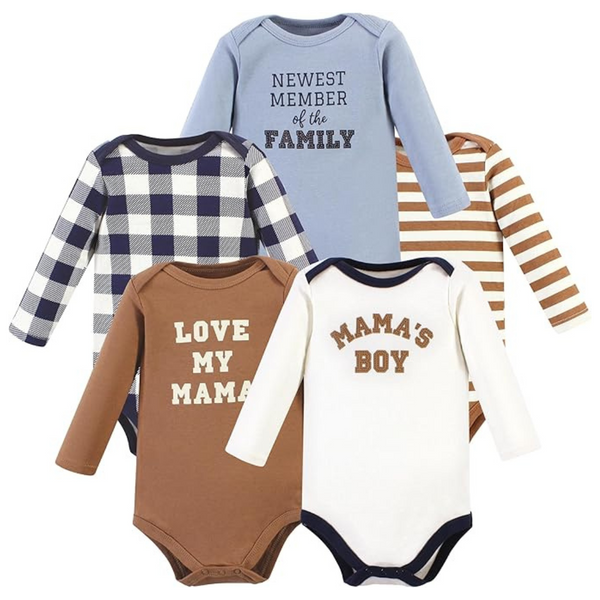 5-Pack Hudson Baby Unisex Baby Cotton Long-Sleeve Bodysuits