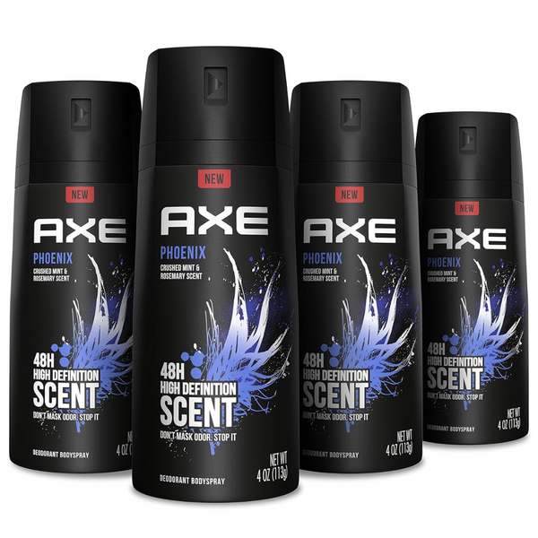 Axe Body Spray Deodorant For Long Lasting Odor Protection, Phoenix Deodorant (4 Oz, Pack Of 4)