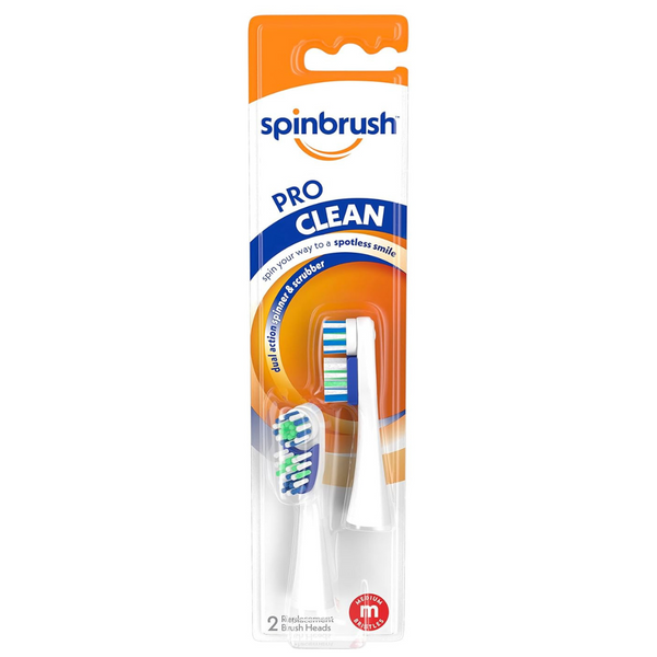 2-Pack Spinbrush Pro Clean Medium Bristles Replacement Heads