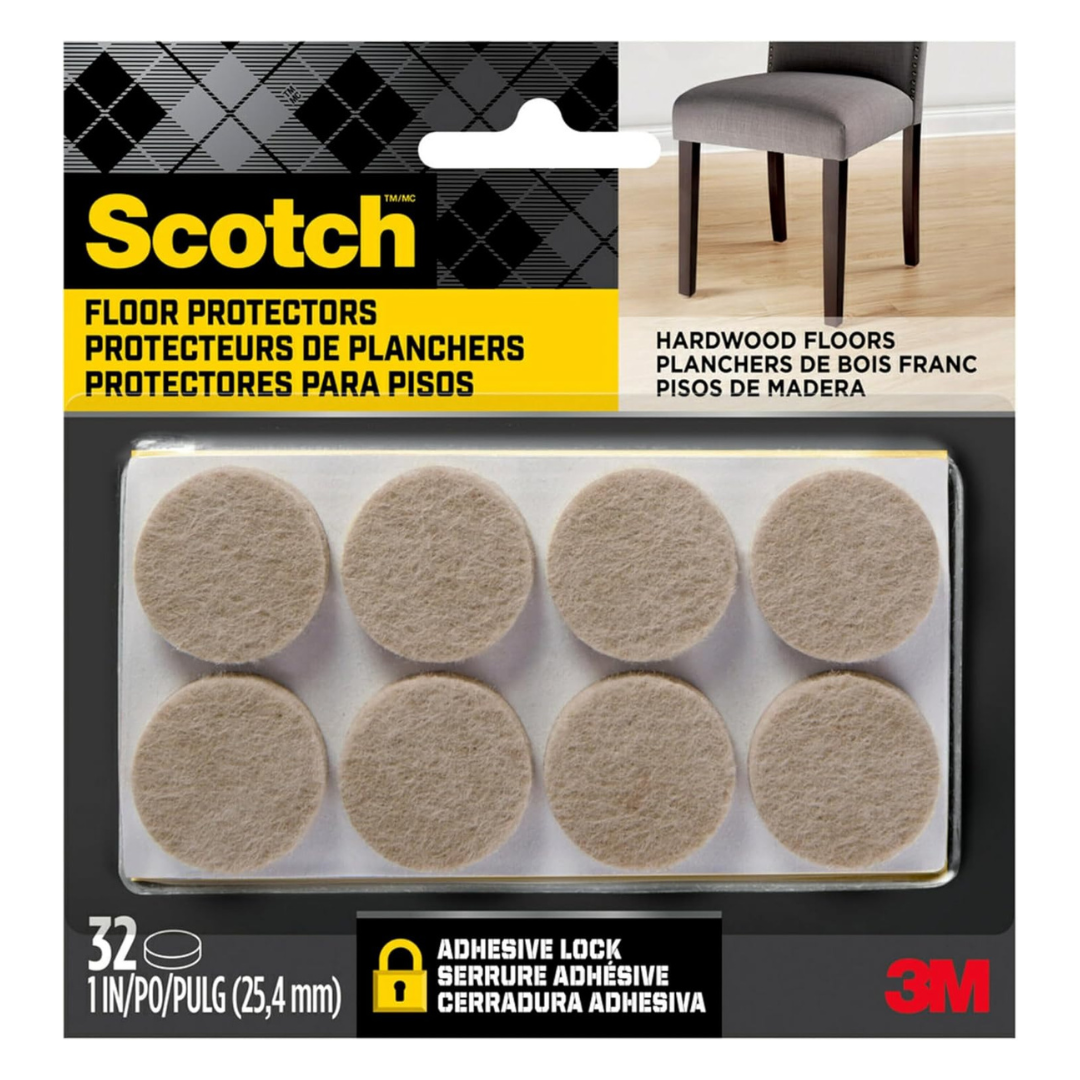 32-Pack 3M Scotch 1" Round Surface Felt Furniture Pads