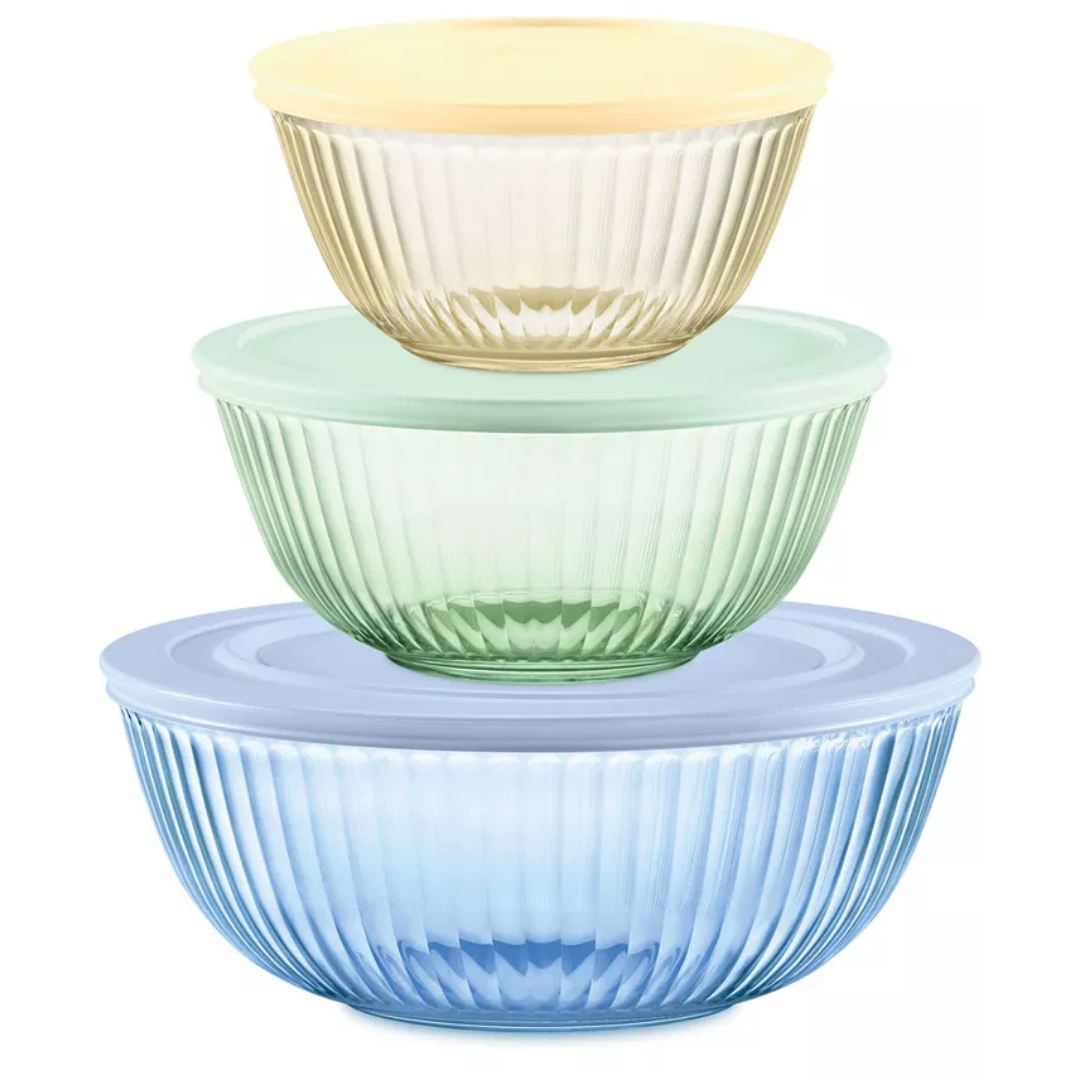 Pyrex Colors Sculpted Tinted Dreams 6-Piece Mixing Bowl Set