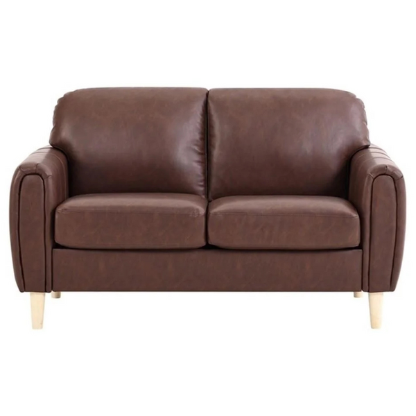 Serta Darby Transitional Stationary Loveseat, Brown Faux Leather