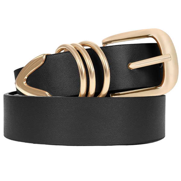 Women's Leather Belt With Gold Buckle (Various)