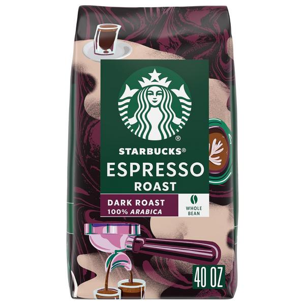 40-Oz Starbucks Whole Bean Dark Roast Coffee (Espresso Roast)