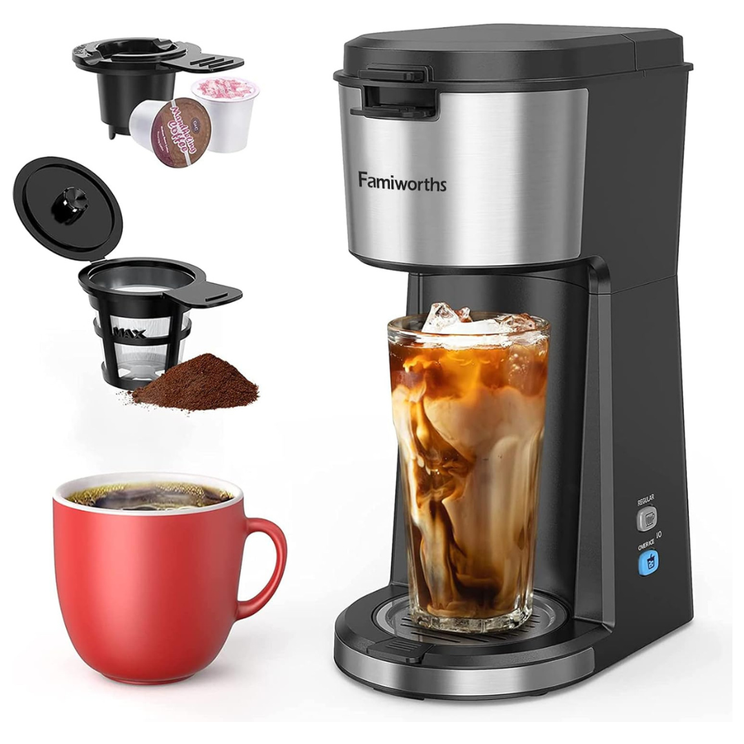 Hot And Cold Coffee Maker Single Serve For K Cup And Ground