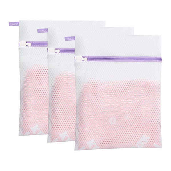 3-Pack Diamond Mesh Laundry Bags With Sturdy Zipper