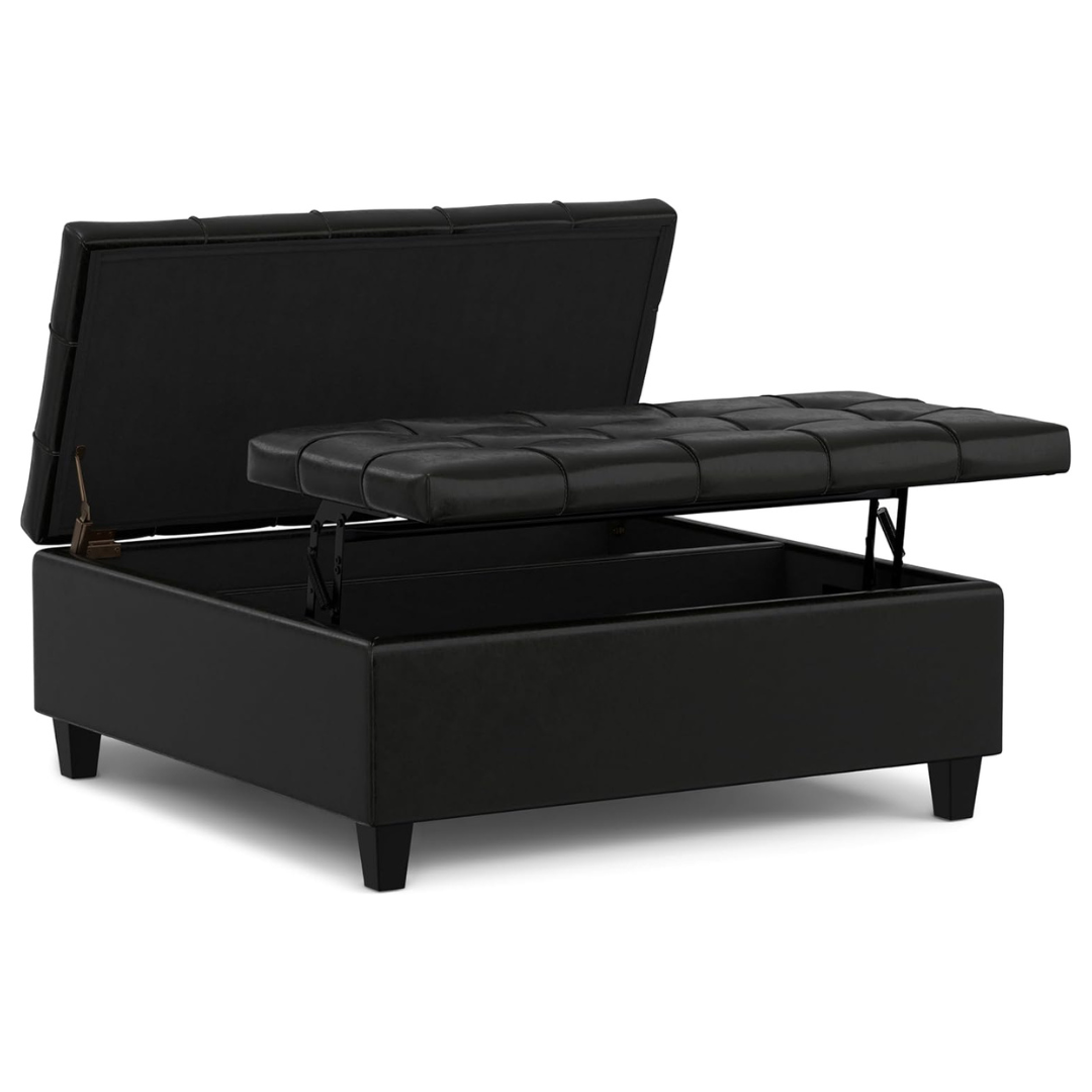 Harrison 40" Wide Transitional Square Large Coffee Table Storage Ottoman