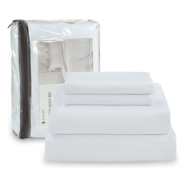 4-Piece Hotel Luxury Bedding Sheets & Pillowcases Set (Queen Size)