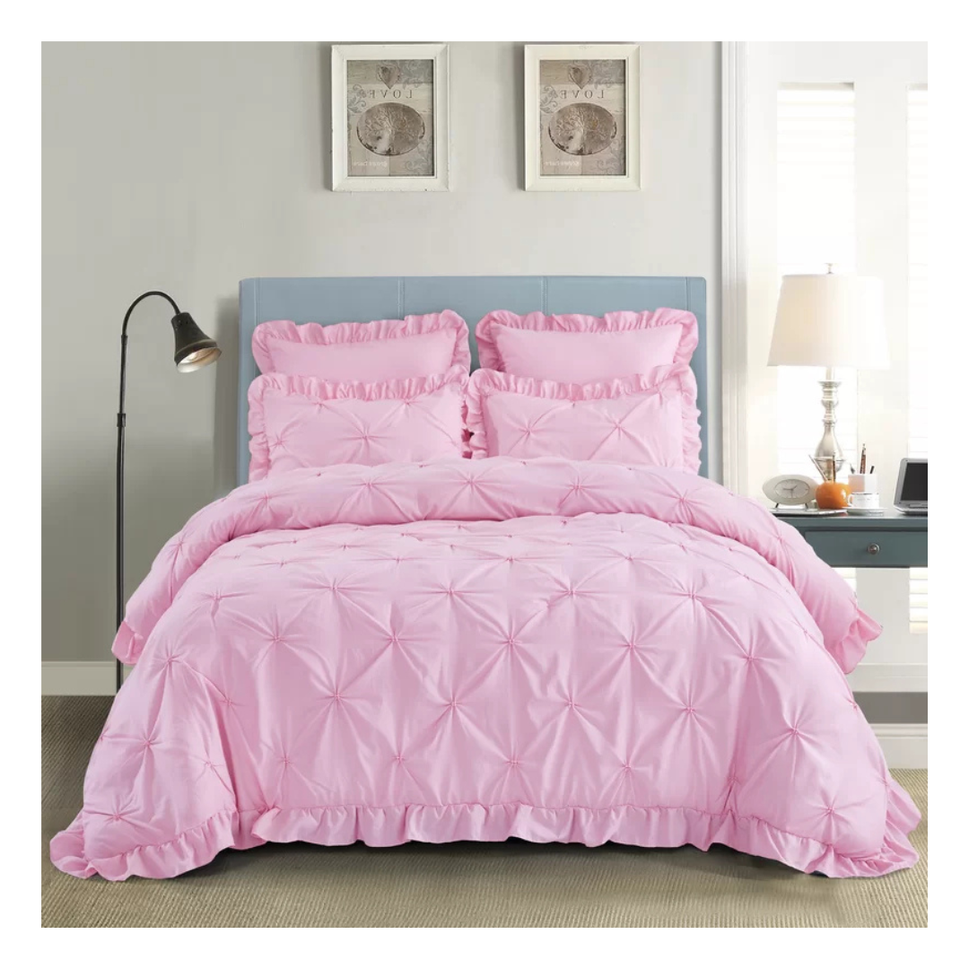 5-Piece Romantic Princess Pintuck Comforter Set (Queen)