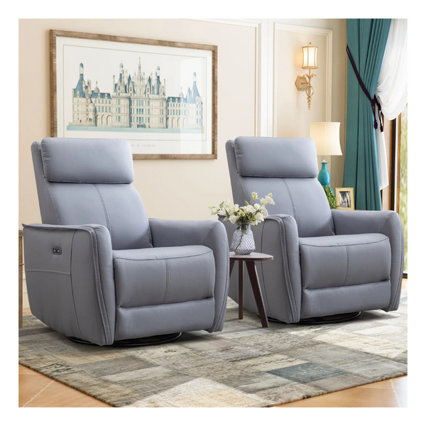 2-Pack Ronni 32.3" Wide Modern Swivel & Rocker Power Recliner Chair