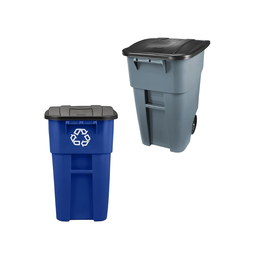 2-Pack 50-Gallon Rubbermaid Commercial BRUTE Rollout Trash & Recycling Cans