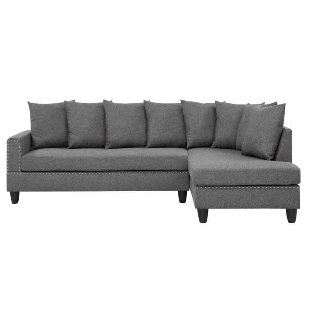 Ebern Designs Milquades 2 – Piece Upholstered Sectional With 8 Toss Pillows