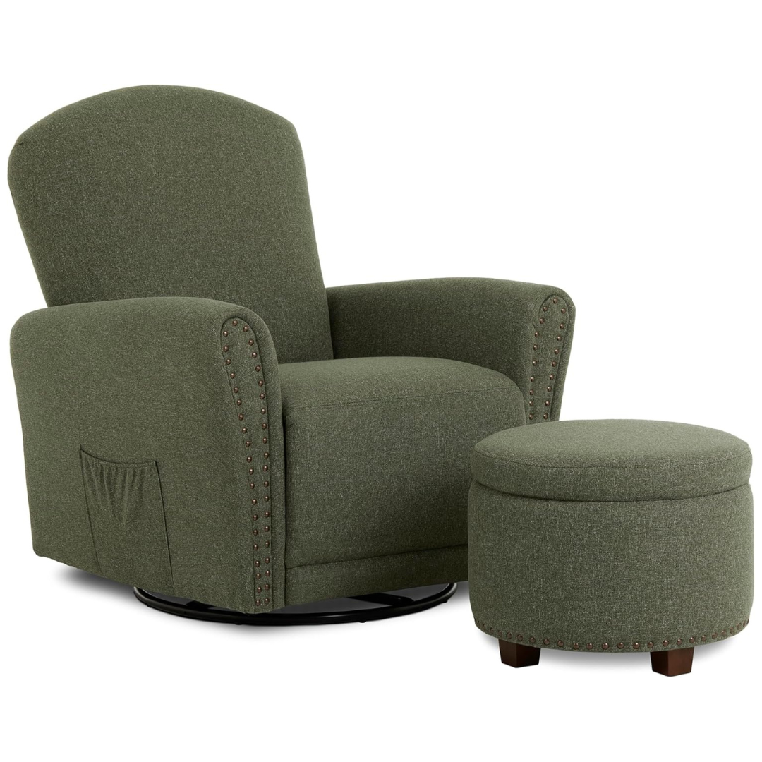 Evolur Vienna Swivel Glider With Ottoman