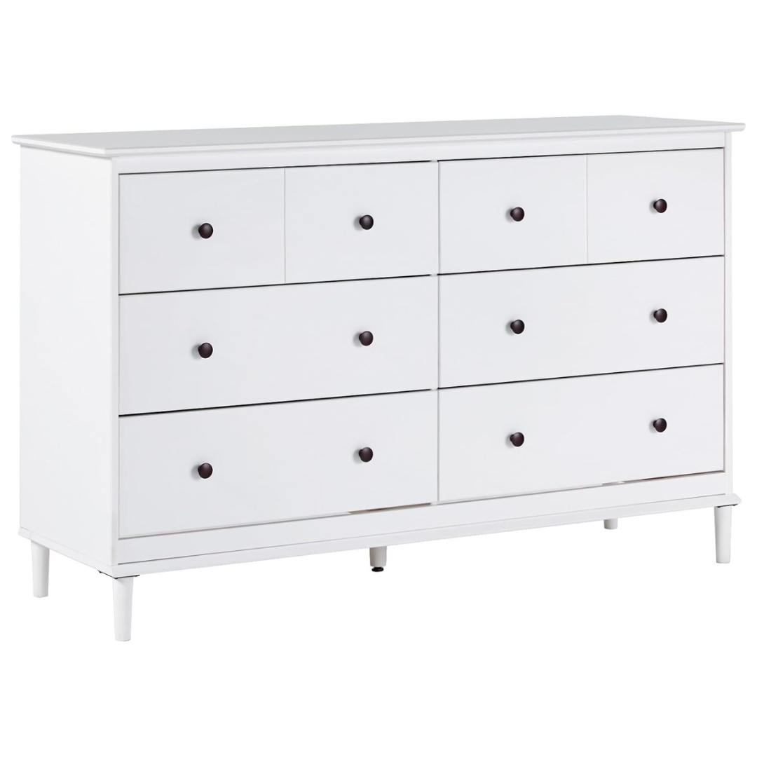 Walker Edison Modern 6-Drawer Solid Wood Dresser Bedroom Storage, 57 Inch