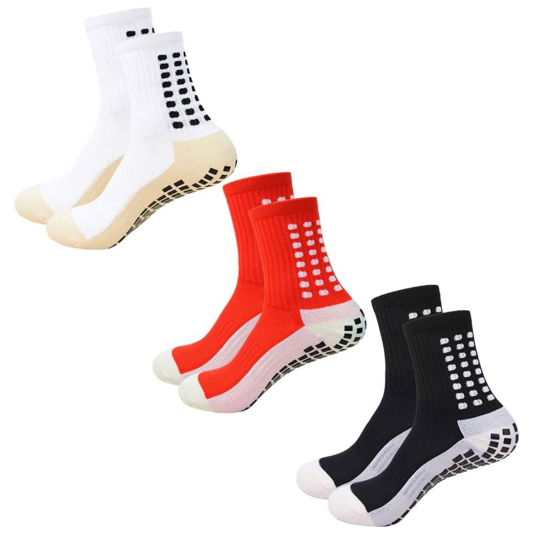 3 Pairs Men's Grip Soccer Anti Slip Athletic Socks (Various)