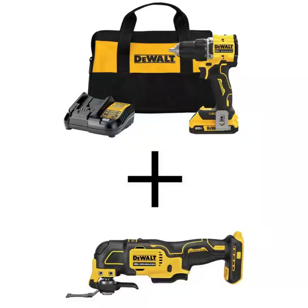 Dewalt Cordless 1/2" Drill/Driver Kit & Oscillating Tool W/2Ah Battery & Charger