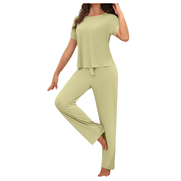 2-Piece Women's Round Collar Soft Loungewear Pajamas Set (Various)