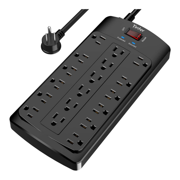 6-Ft Flat Plug Surge Protector Power Strip With 18 AC Outlets