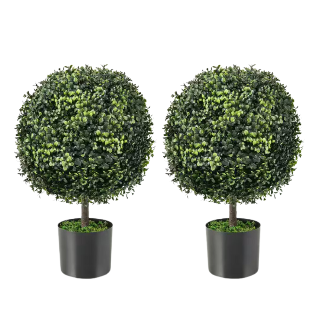 2-Pieces 22" Green Artificial Ball Tree