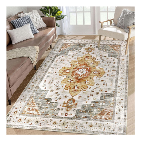 5' x 7' Machine Washable Boho Vintage Non Slip Area Rug