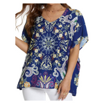 Women's Loose Casual Short Sleeve Floral Chiffon Tops