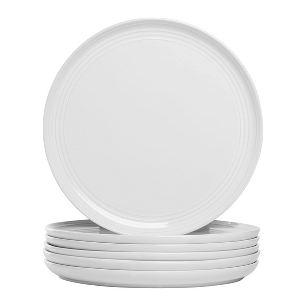 Set Of 6 Stoneware Double Line 10.5" Dinner Plate