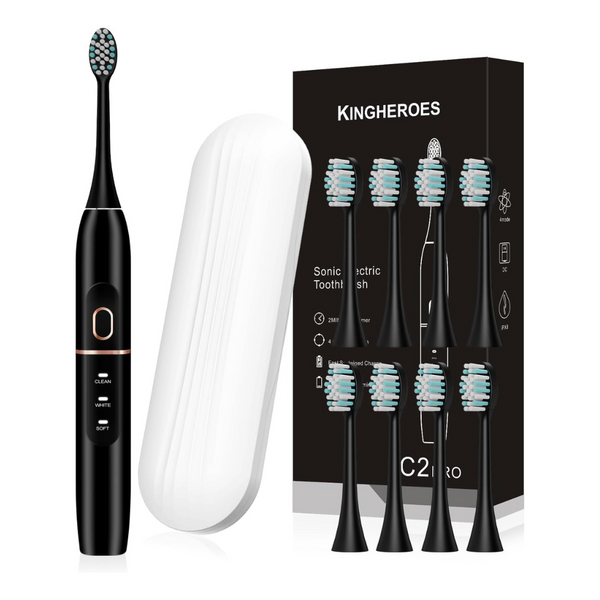 Sonic Electric Toothbrush Set With 8 Brush Heads & Travel Case (4 Colors)