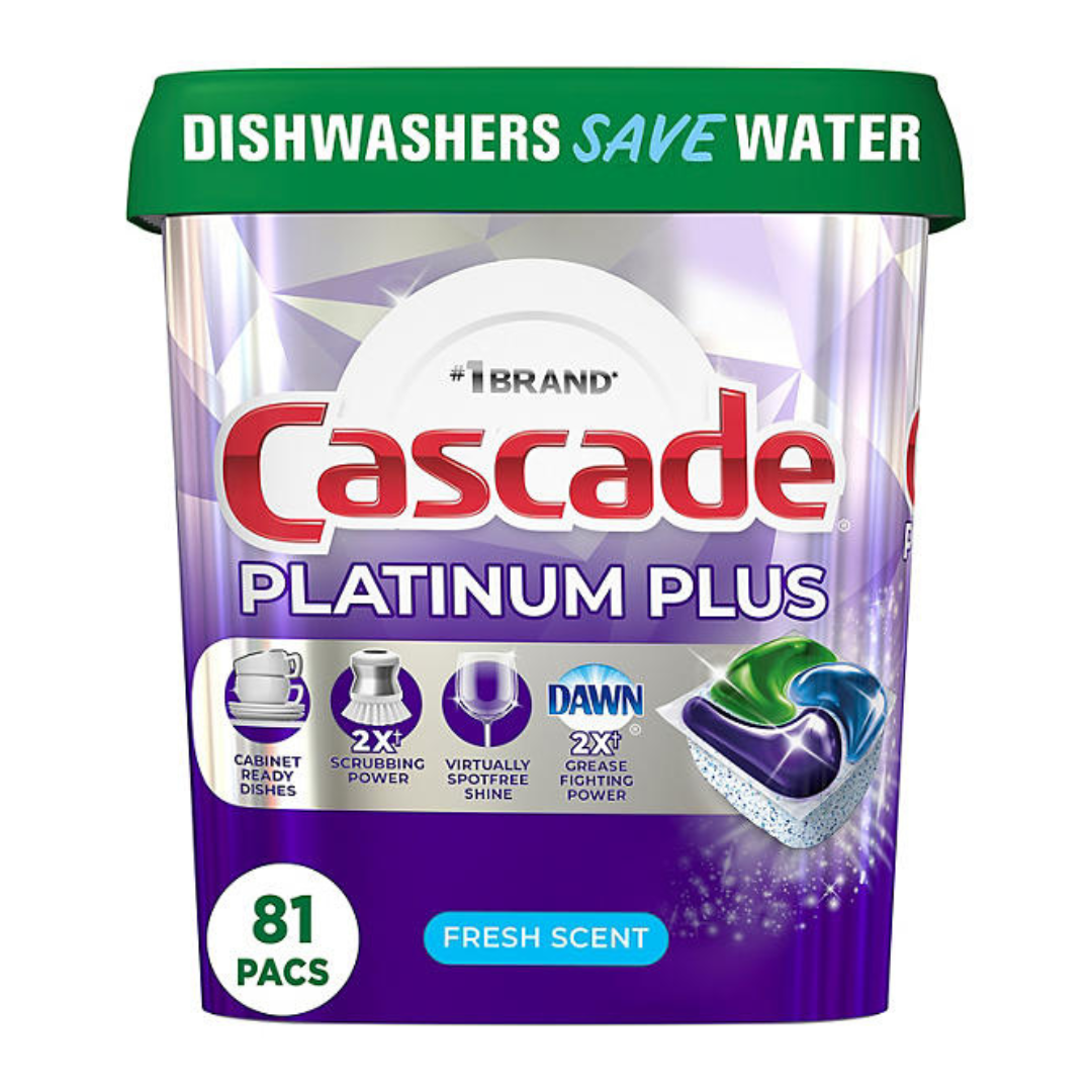 81-Count Cascade Platinum Plus ActionPacs Dishwasher Detergent Pacs