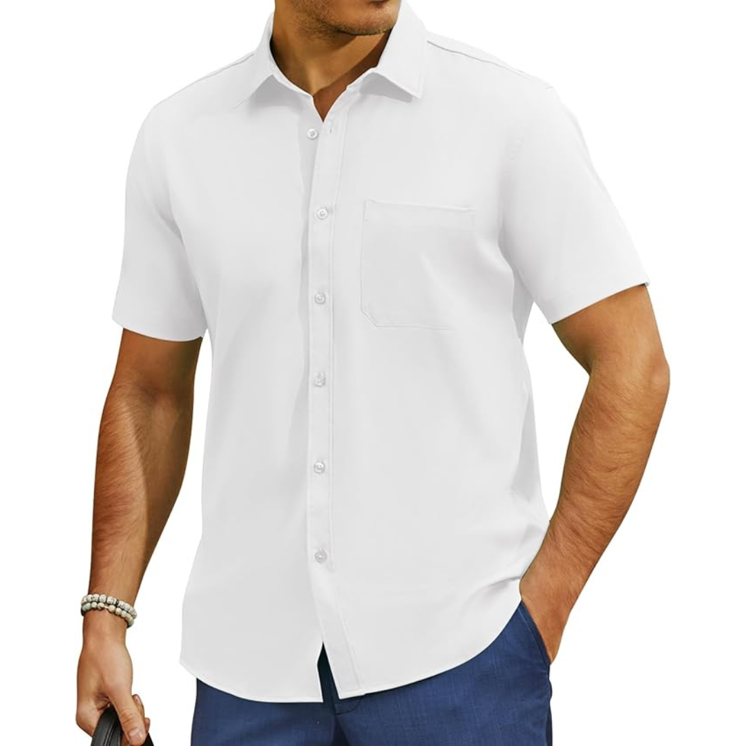 Men's Casual Wrinkle Free Short Sleeve Stretch Dress Shirts