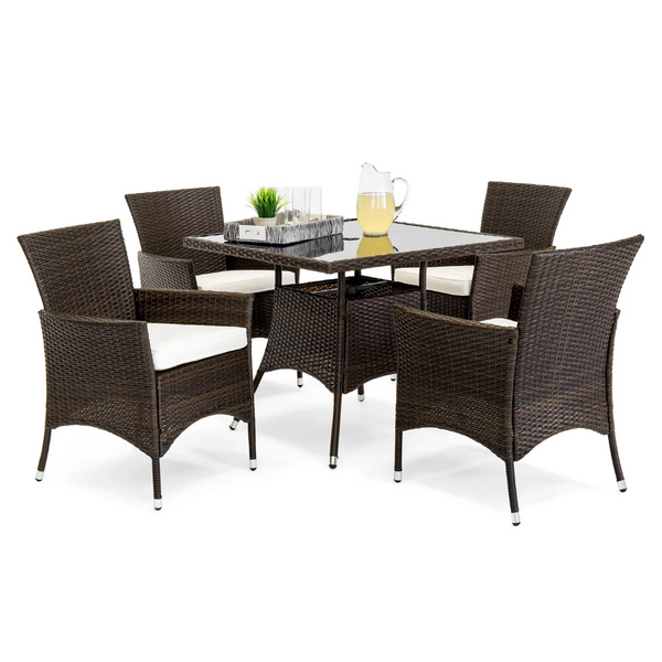 Best Choice Products 5-Piece Indoor Outdoor Wicker Patio Dining Table Furniture Set