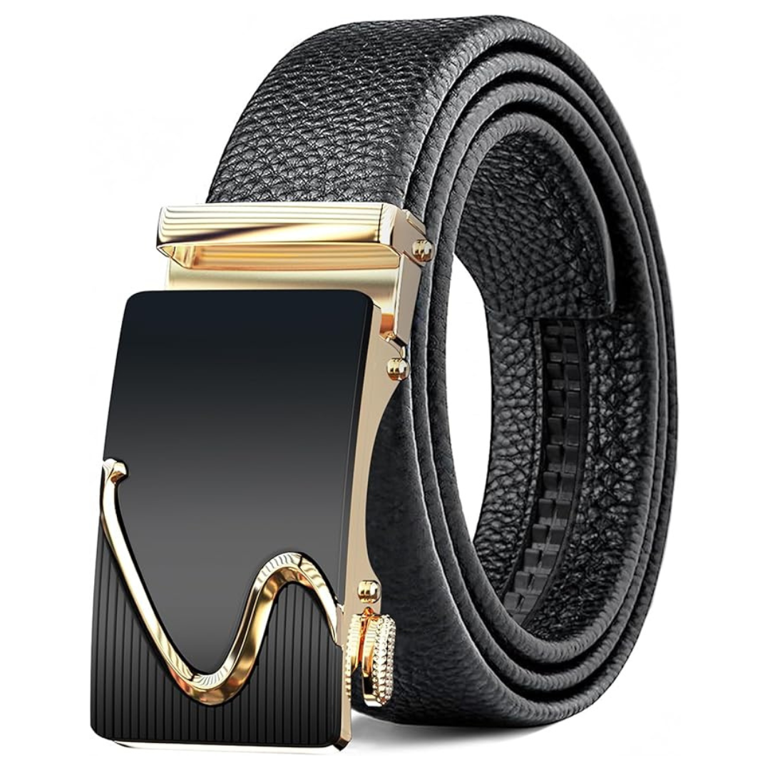 Men's Leather Ratchet Dress Belts With Sliding