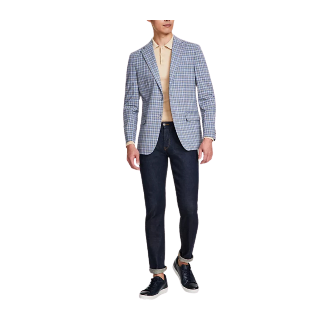 Tommy Hilfiger Men's Modern-Fit Windowpane Sport Coat (Blue/Tan)